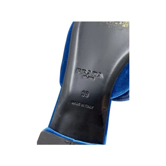 Prada Velvet Mules in Blue with Black satin bow - Size 39 - Picture 6 of 7